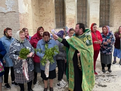 Новозыбковское благочиние: Священник и местные жители села Медведи Красногорского района совершили соборную молитву в разрушенном храме в день Входа Господня во Иерусалим